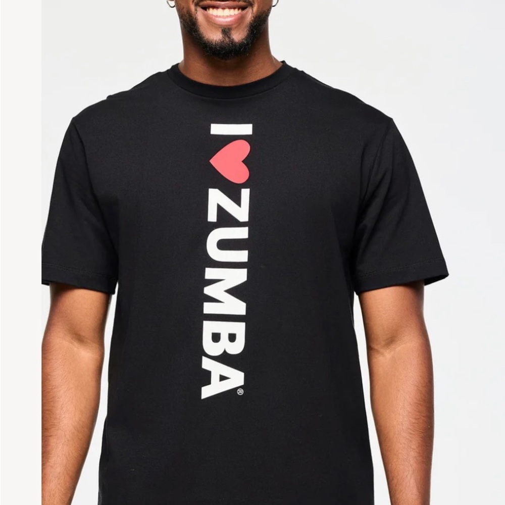 Zumba Fitness Black and Red Short Sleeve Tee with Bold Logo